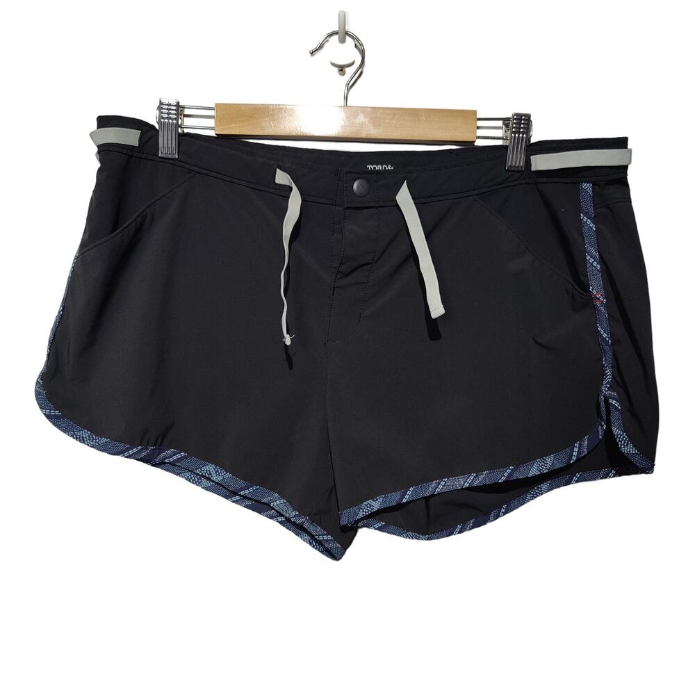 Toad & Co Women's Sz L Black Board Shorts Snap Tie Waist Hybrid